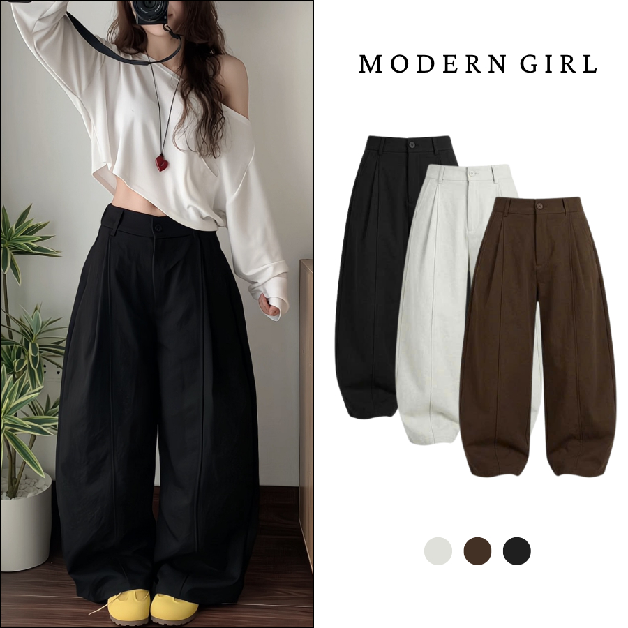 [ MỞ BÁN ] Quần Kaki Nhật Khoá, Quần Kaki Ống Rộng Khoá Kéo Lưng Chun Phong Cách Hàn Quốc Modern Girls
