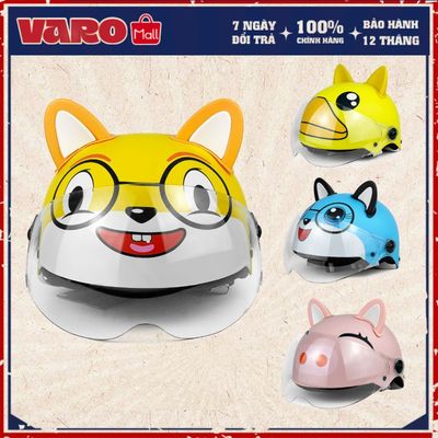 [Tặng Tai Mèo] Mũ Bảo Hiểm Trẻ Em Kính Liền Cho Bé Từ 5-10 Tuổi Bảo Vệ An Toàn Đi Đường Chính Hãng