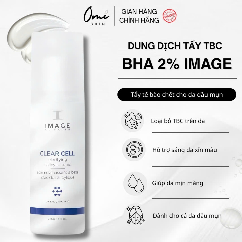 Dung Dịch 2% BHA Cho Da Dầu Mụn IMAGE Skincare CLEAR CELL Clarifying Salicylic Tonic 118ml