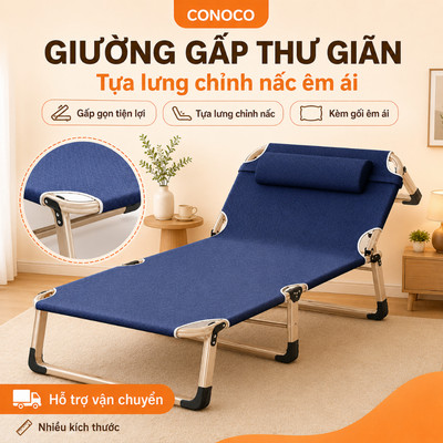 Giường gấp CONOCO vải Oxford thoáng khí tựa lưng 4 nấc nhẹ dễ mang theo