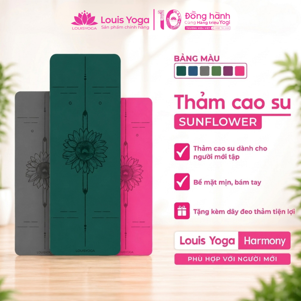 Thảm Tập Yoga Louis Yoga Sunflower 4.5mm - Thảm Thể Dục Cao Su PU Định Tuyến Chống Trượt