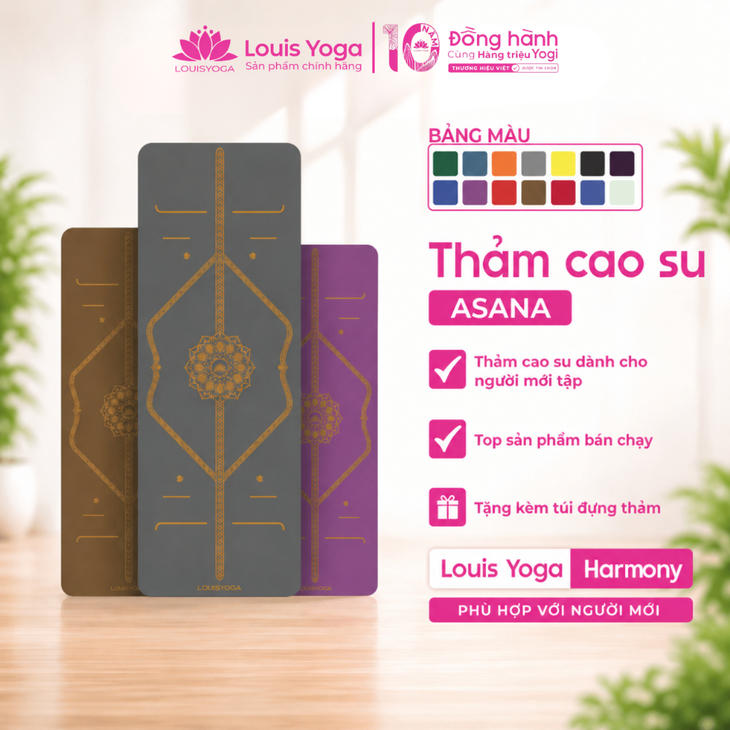 Thảm Tập Yoga LOUIS YOGA, Yoga ASANA - độ bám cao, thấm hút tốt