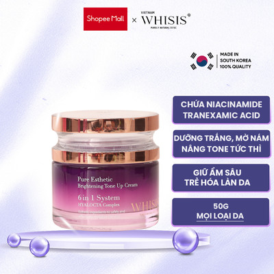 Kem Dưỡng Sáng Da Nâng Tone 6in1 WHISIS Pure Esthetic Brightening Tone Up Cream 50g - Cấp Ẩm, Giảm Nám, Trẻ Hoá Da