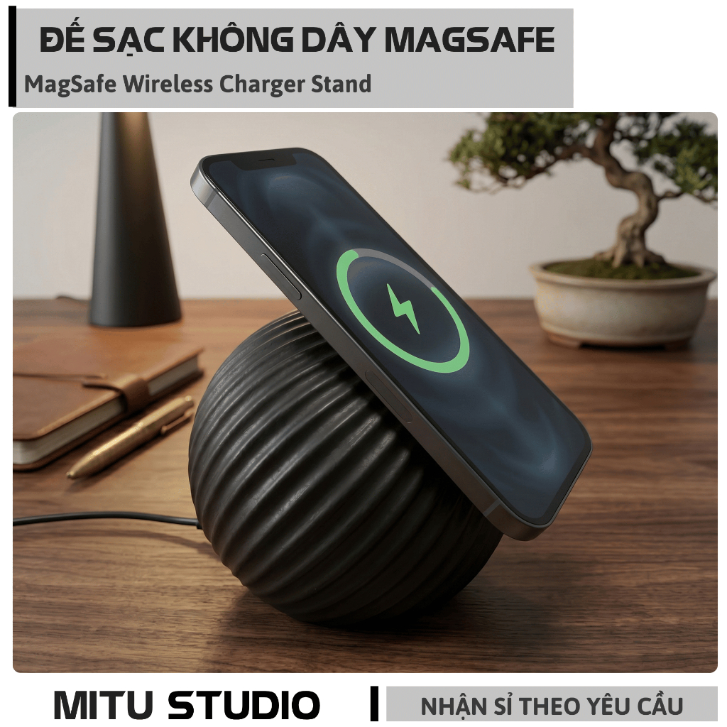 Đế Sạc MagSafe Từ Tính Để Bàn - Giá Đỡ Sạc Không Dây Wireless Charger Stand Cho iPhone 12 13 14 15 1