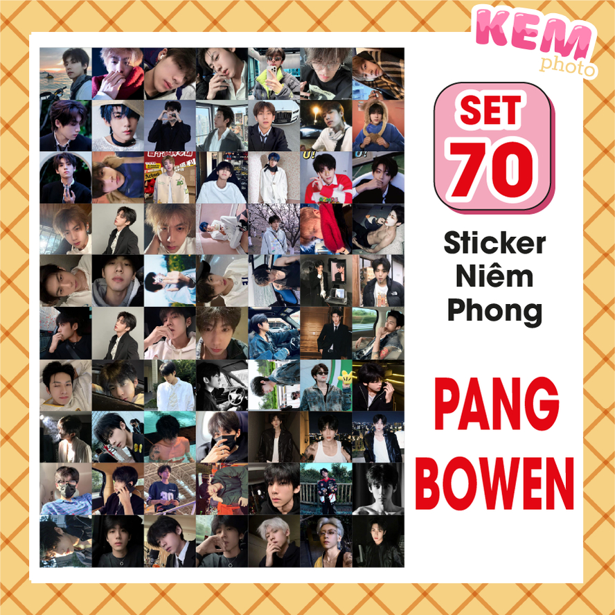 SET 70 sticker niêm phong PANG BOWEN - Đã cắt rời - Tem dán 4x4cm in hình Pang Bowen xinh xắn chỉ cầ