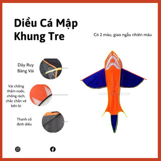 Diều cá mập tặng kèm TAY CẦM 100m ( Giao màu ngẫu nhiên)