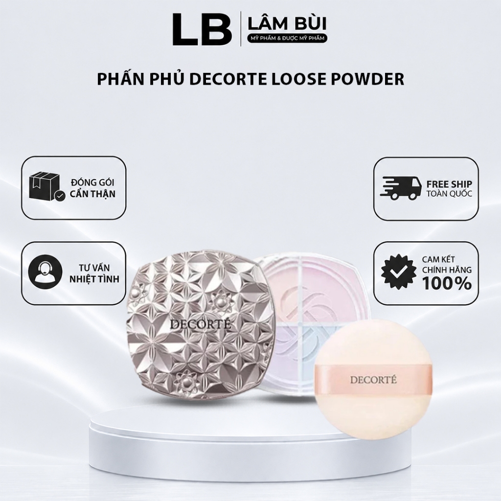 [Đại lý chính hãng] Phấn phủ Decorte Loose Powder | Mỏng mịn, kiềm dầu, trong veo, che phủ lỗ chân l