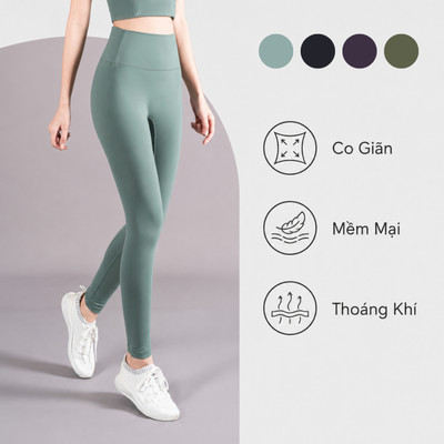 Quần Legging Basic Tập Yoga, Gym, Chạy Bộ, Pilates Livan, Co Giãn Cạp Cao Mềm Mịn Ôm Form