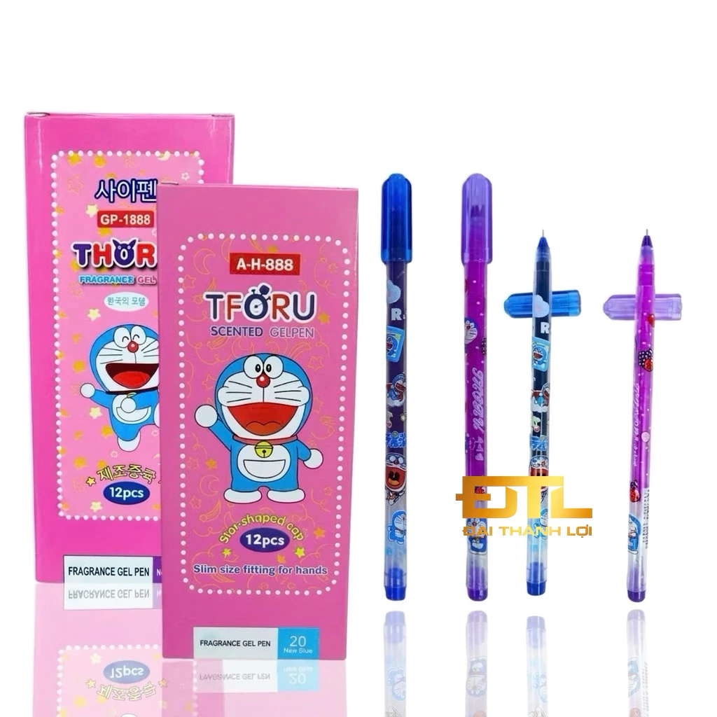 [AH888/GP-1888]HỘP 12 Cây Bút Viết Gel Nước Mực Nho Thơm Ngòi 0.38mm Thoru/ Tforu Doreamon AH888 / V