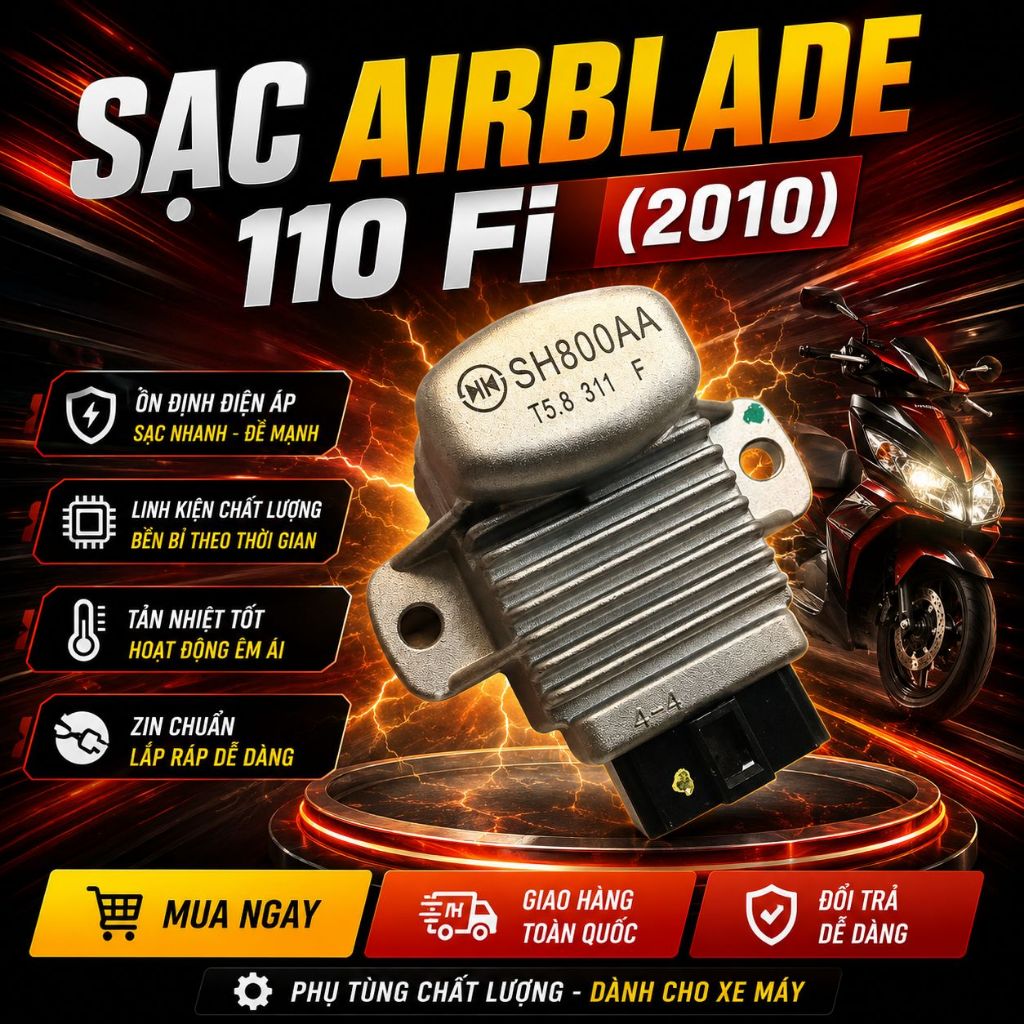 Cục Sạc Xe Máy Honda Air Blade 110 (Đời 2010 Đến 2012) - Bộ Tiết Lưu Ổn Định Dòng Điện Cho Xe AB Đầu
