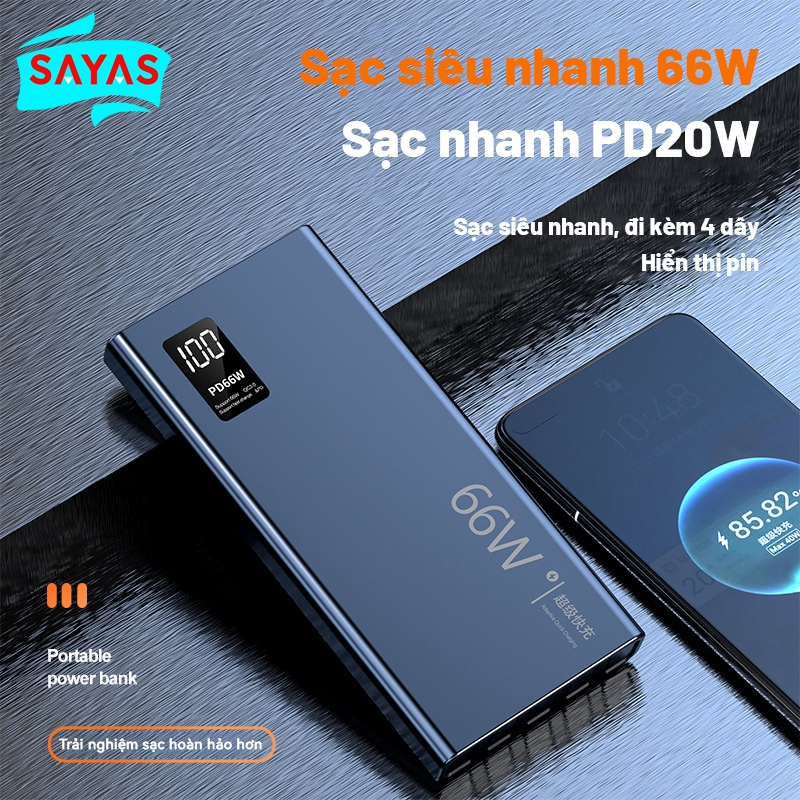 Sạc dự phòng power bank PD66W 50000mah 100000mah màn hình LED hiện thị phần trăm pin