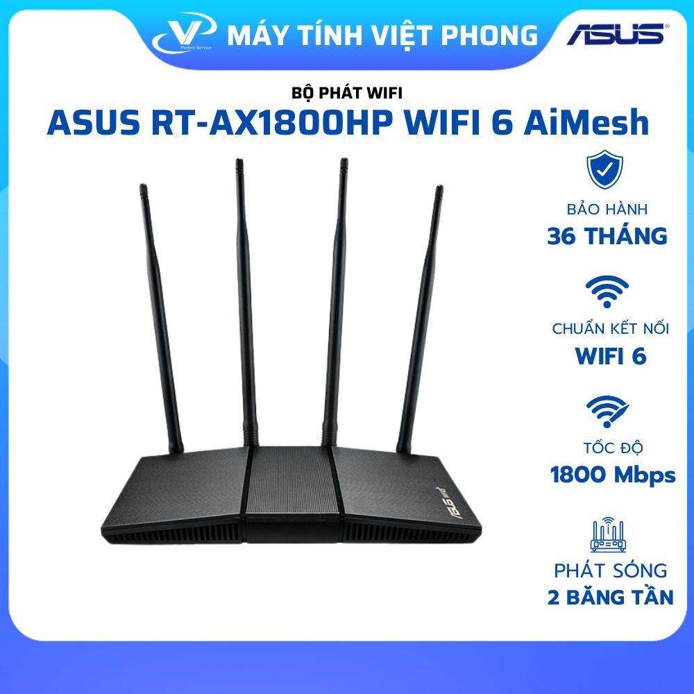 BỘ PHÁT WIFI ASUS RT-AX1800HP(WiFi 6, Chuẩn AX1800, AiMesh) - CHÍNH HÃNG BẢO HÀNH 3 NĂM