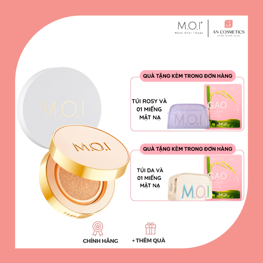 Combo phấn nước M.O.I Premium Baby Skin Cushion 12g và phấn phủ kiềm dầu M.O.I Baby Skin Powder 10g
