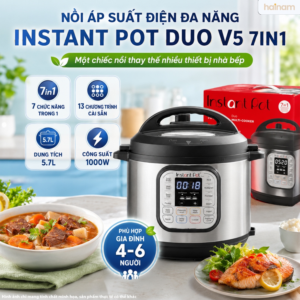 Nồi Áp Suất Điện Instant Pot Pro 10-in-1 (5.7L) - 28 Chế Độ Nấu Thông Minh, Lòng Nồi Có Tay Cầm - BH