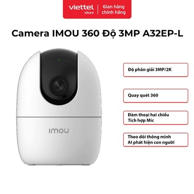 Camera IMOU trong nhà  A32EP-L Chính hãng | 3MP | 360 Độ | Đàm Thoại 2 Chiều | Tầm Nhìn 10m