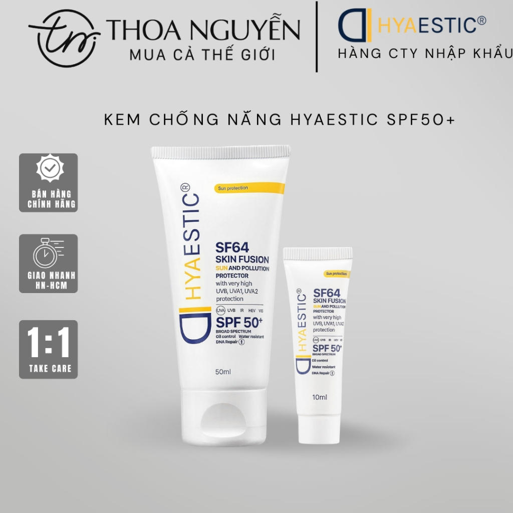 [CTY] Kem chống nắng bảo vệ tối đa Hyaestic Skin Fusion SF64 Sun And Pollution Protector SPF50+