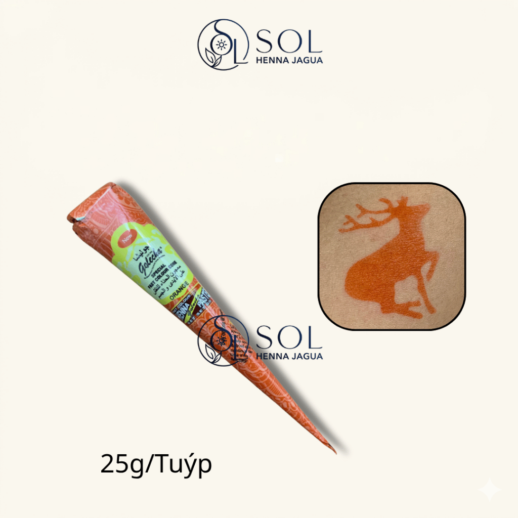Mực Vẽ Henna GOLECHA Màu Cam Chính Hãng Ấn Độ – Orange Henna Cone Dễ Vẽ, Màu Tươi Đẹp
