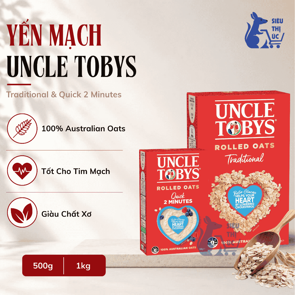 Yến Mạch Nguyên Chất Uncle Tobys (Chính Hãng Úc)