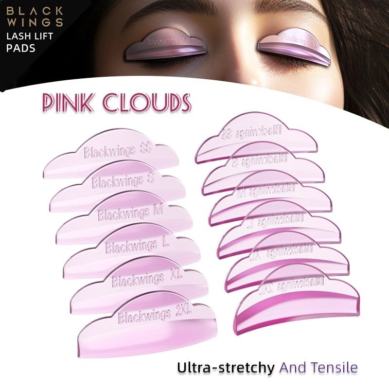 Trục uốn nâng mi Black Wings Pink Clouds — 6 cỡ | Hồng Pastel Dễ Thương | Kèm hộp