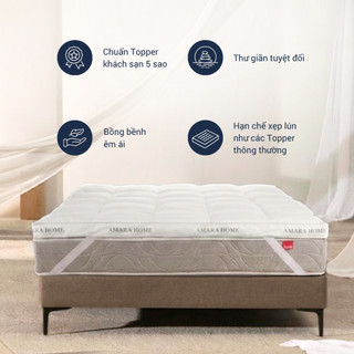 Topper Microgel AMARA Cao Cấp Siêu Êm Ái Chuẩn Khách Sạn 5*- Dày 8cm, Làm Mềm Nệm, Chống Thấm Nước