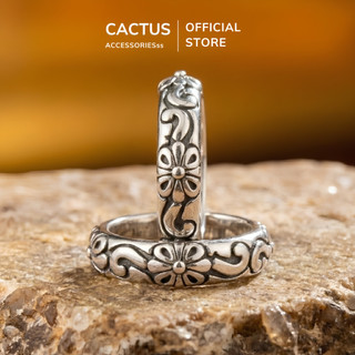 Nhẫn nam Chrome Cactus Acc họa tiết chìm cá tính, nhẫn nam phụ kiện thời trang Unisex Titan mạ bạc