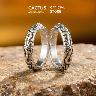 Nhẫn nam Chrome Cactus Acc họa tiết chìm cá tính, nhẫn nam phụ kiện thời trang Unisex Titan mạ bạc