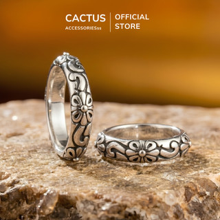 Nhẫn nam Chrome Cactus Acc họa tiết chìm cá tính, nhẫn nam phụ kiện thời trang Unisex Titan mạ bạc