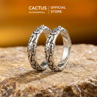 Nhẫn nam Chrome Cactus Acc họa tiết chìm cá tính, nhẫn nam phụ kiện thời trang Unisex Titan mạ bạc