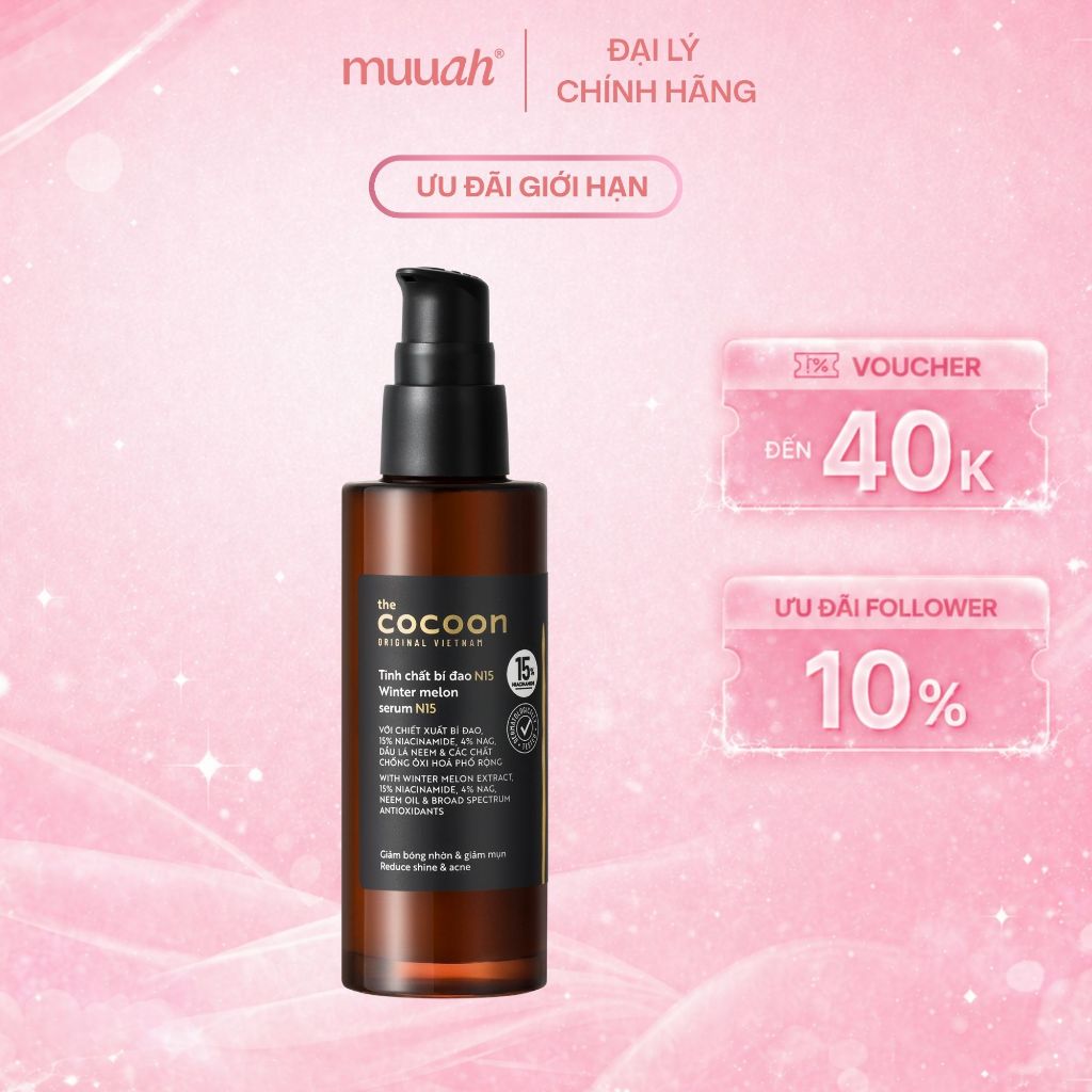 Tinh chất Bí Đao N15 giúp giảm sưng viêm và giảm bã nhờn Cocoon 70ml