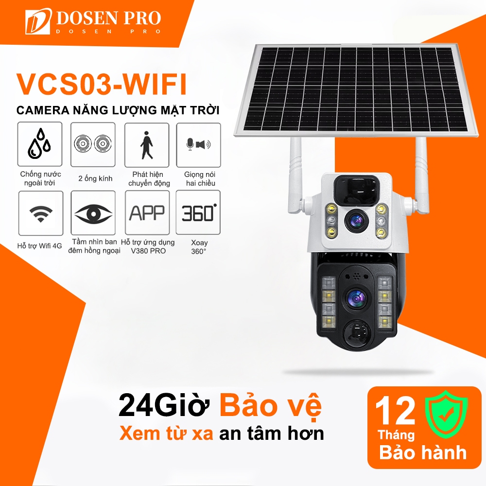 DOSEN PRO Solar giám sát Camera 2 mắt WiFi 360 độ Dosen 1080P HD IP Không thấm nước ngoài trời Không