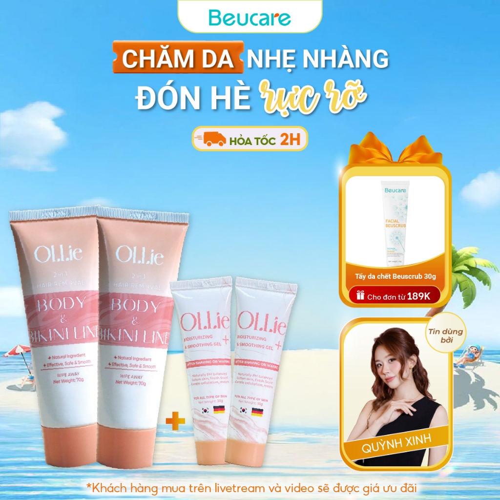 Combo 2 kem tẩy lông Ollie+ 2 kem dưỡng da dịu nhẹ làm chậm quá trình mọc lông Ollie