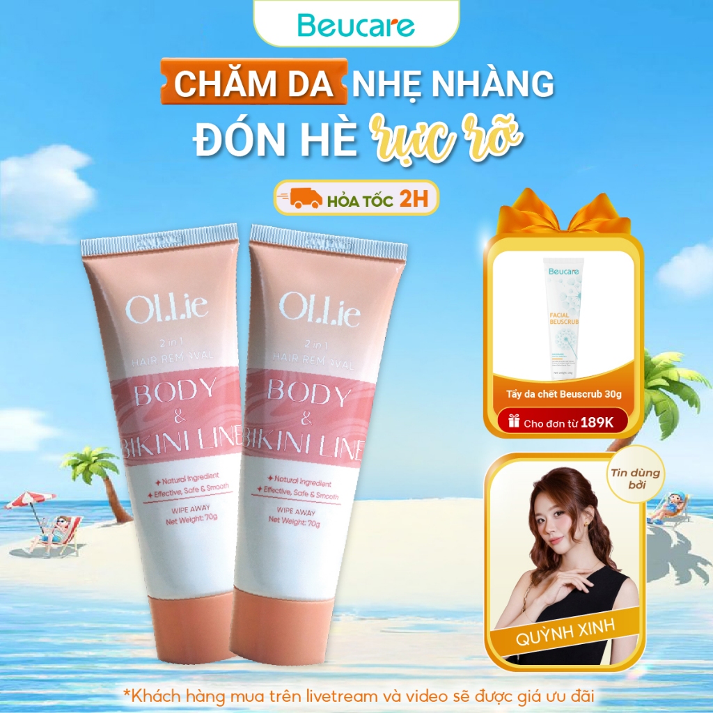 Combo Kem tẩy lông OLLIE , tẩy lông vùng kín, nách, tay, chân 70g