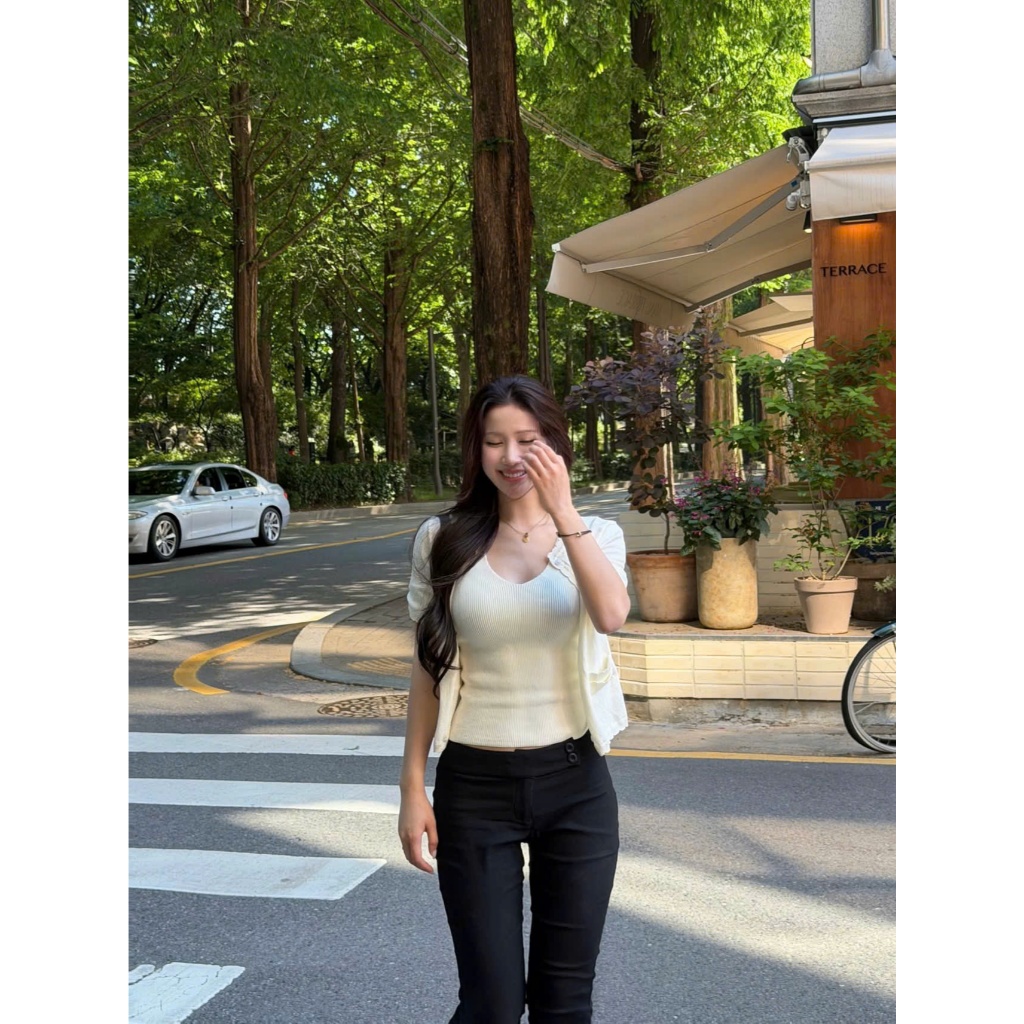 Set Áo Ba Lỗ Và Cardigan Viền Sóng Chất Liệu Len Dệt Mỏng Thiết Kế Nữ Veos Form Suông Thanh Lịch Nữ Tính - Nami Set | BigBuy360 - bigbuy360.vn