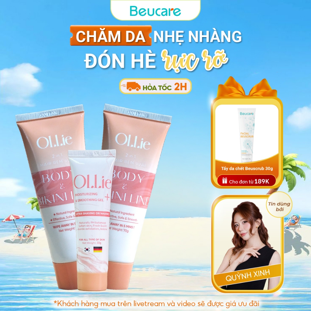 Combo 2 kem tẩy lông Ollie + 1 kem dưỡng da làm chậm quá trình mọc lông Ollie