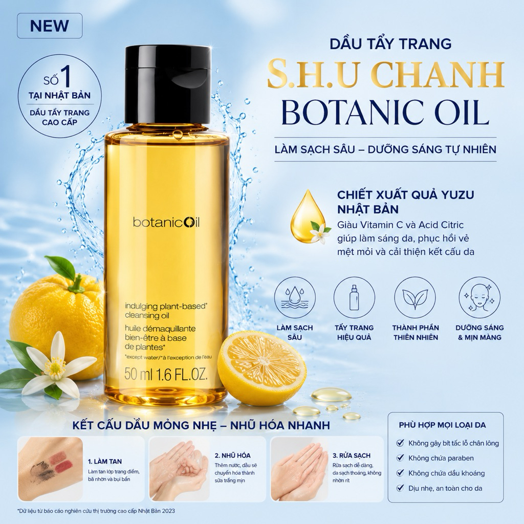 [50ml ] Tẩy trang  S.H.U vàng 𝐁𝐎𝐓𝐀𝐍𝐈𝐂 𝐎𝐈𝐋