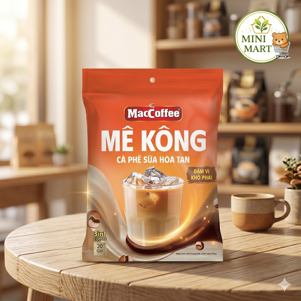 ☕ [Combo 3 bịch] Cà Phê Mê Kông MacCoffee 3in1 (20 gói x 22g)  Cà phê hòa tan 3in1 với hương vị đậm 