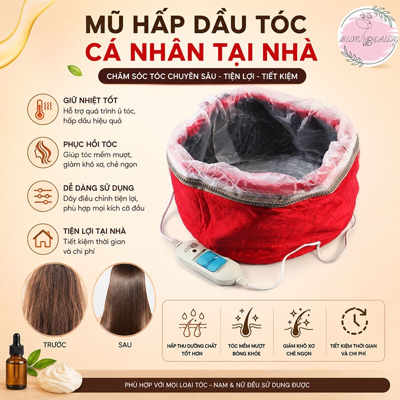 Mũ Hấp Dầu Tóc Cá Nhân Tại Nhà Có Dây Điều Chỉnh Giúp Tăng Hiệu Quả Ủ Tóc Và Chăm Sóc Tóc Chuyên Sâu