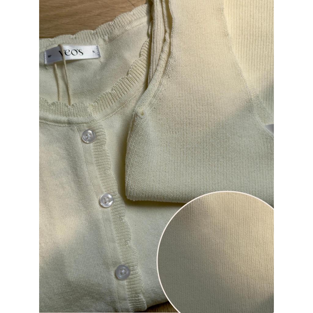 Set Áo Ba Lỗ Và Cardigan Viền Sóng Chất Liệu Len Dệt Mỏng Thiết Kế Nữ Veos Form Suông Thanh Lịch Nữ Tính - Nami Set | BigBuy360 - bigbuy360.vn