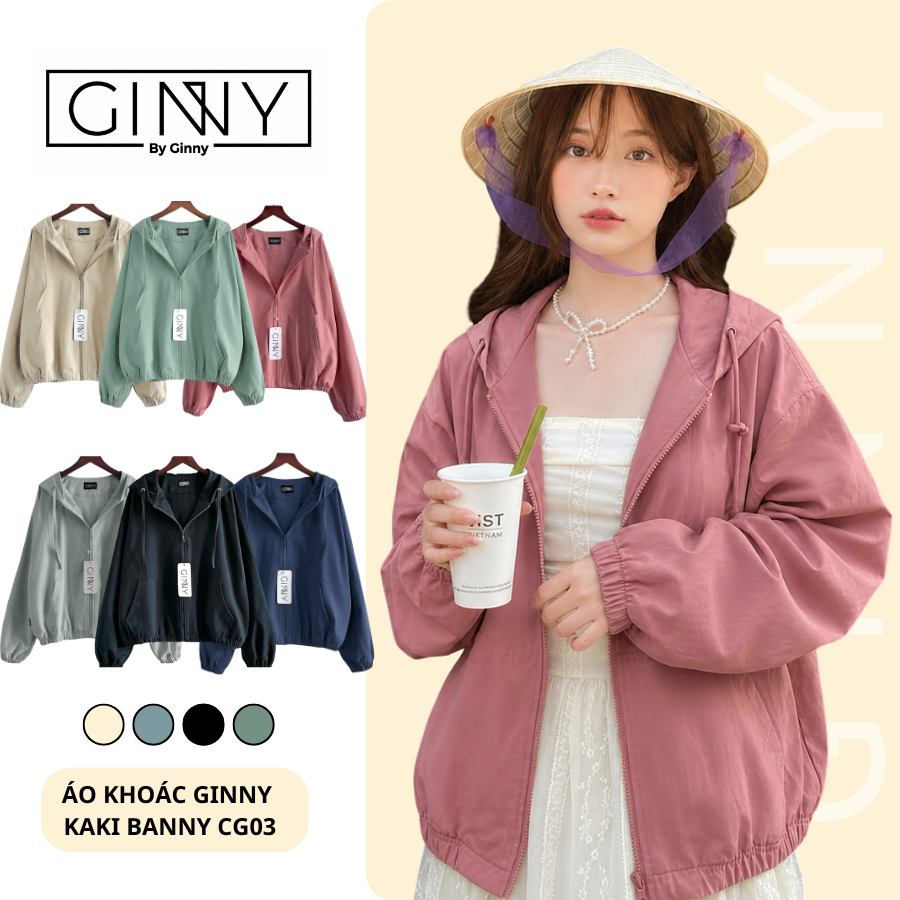 Áo khoác 𝐆𝐈𝐍𝐍𝐘 kaki Banny CG-03 màu sắc basic dễ phối chống nắng tốt