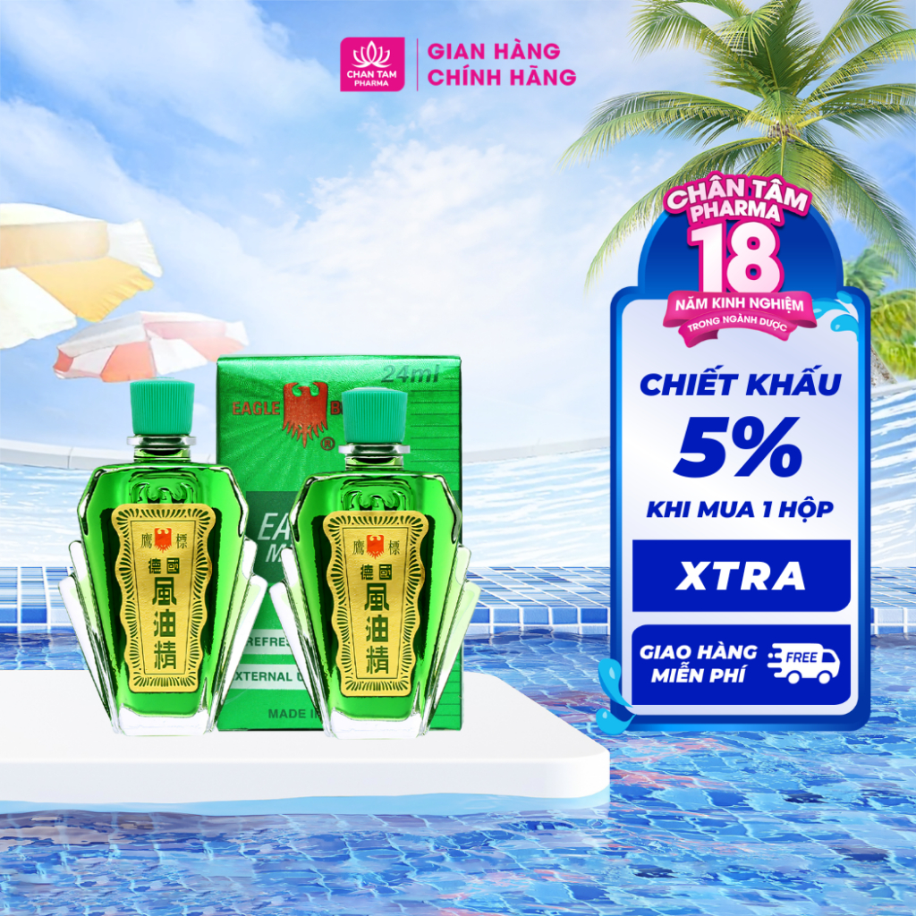 [Chính Hãng Singapore] Combo 2 Chai - Dầu Gió Xanh Con Ó Eagle Brand 24ml