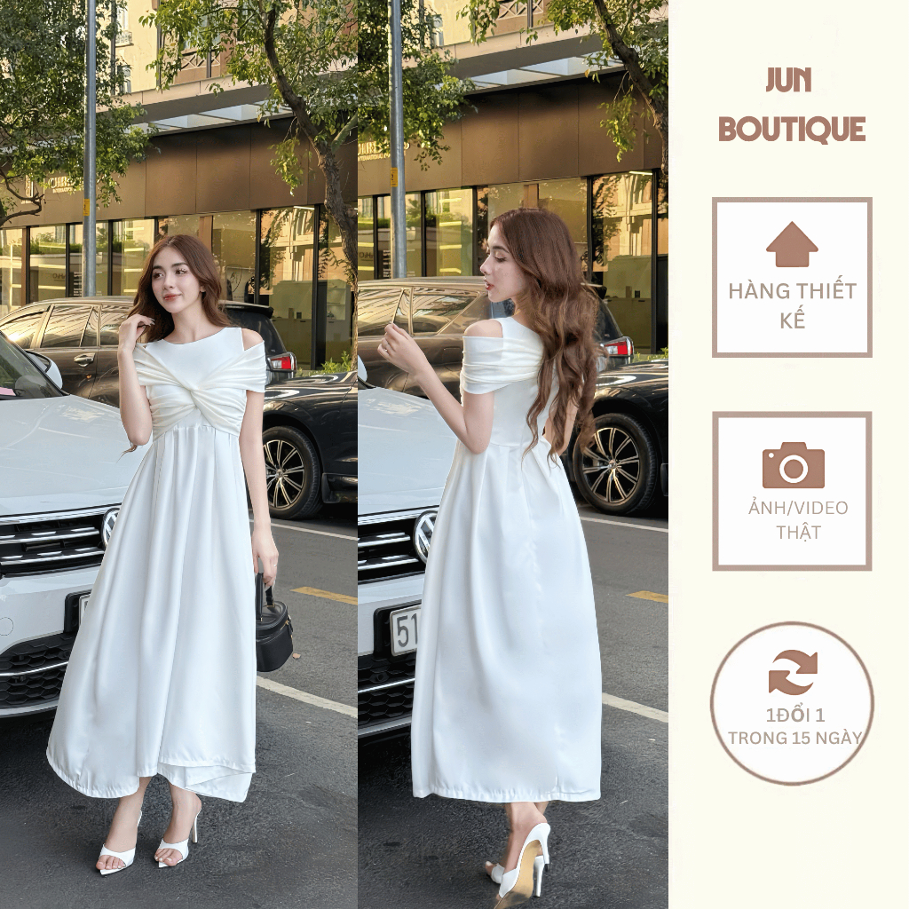 Đầm Maxi Trễ Vai Dáng Xòe Thoải Mái Và Sang Trọng J22 - Thiết Kế JunBoutique2020