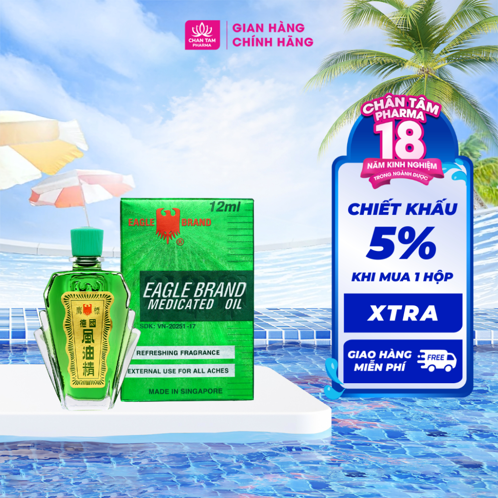 [Chính Hãng Singapore] Dầu Gió Xanh Con Ó Eagle Brand 12ml