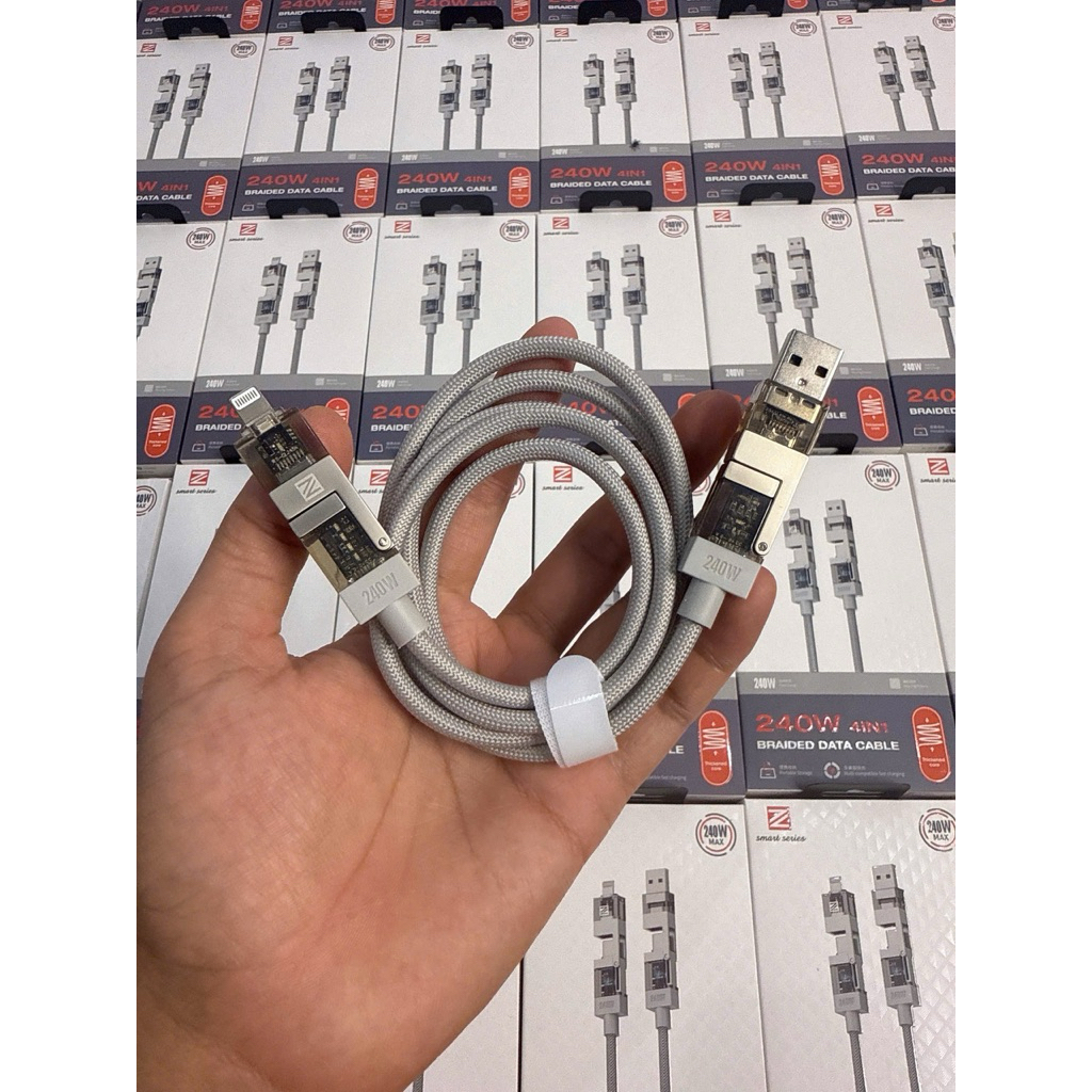 Cáp sạc 4 Đầu 240W, Thương Hiệu ZUZG CÁP 240W bọc dù sợi to.
