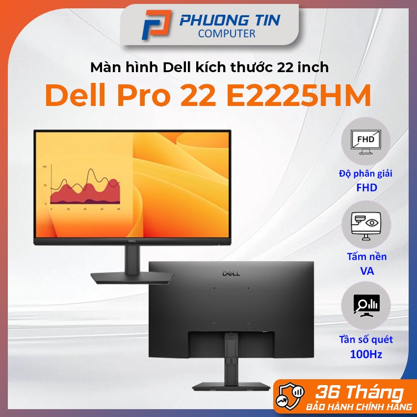 Màn hình Dell Pro 22 E2225HM 21.5 inch/ FHD/ VA/ 100Hz/ 5ms Bảo hành 36 tháng chính hãng