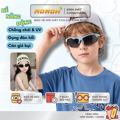 Kính Mát Trẻ Em AORON Form Ôm Chống Gió Bụi Tia UV Giảm Chói Gọng Dẻo Vận Động Chống Gãy AK284