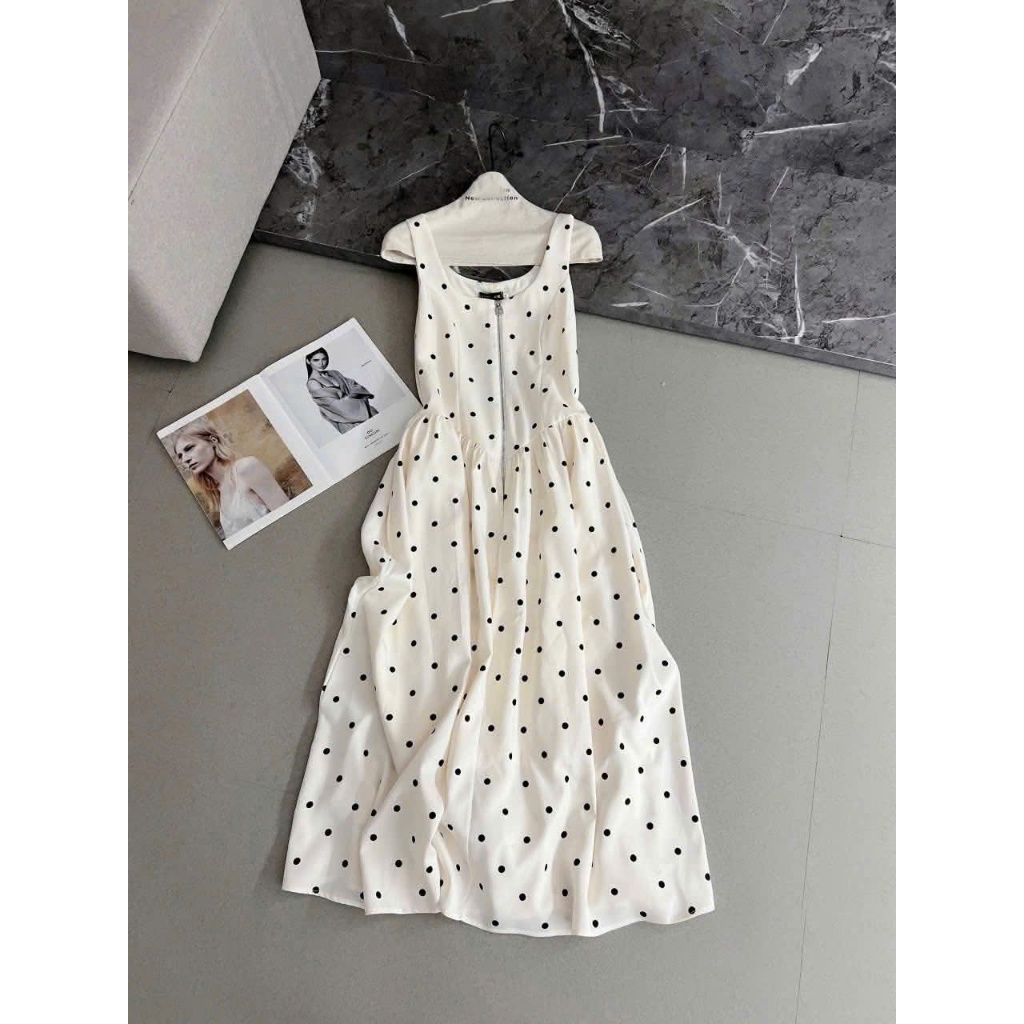 Váy Chấm Bi Khóa Xòe Nữ – Váy Xòe Họa Tiết Chấm Bi Thanh Lịch Phong Cách Hàn Quốc | BigBuy360 - bigbuy360.vn