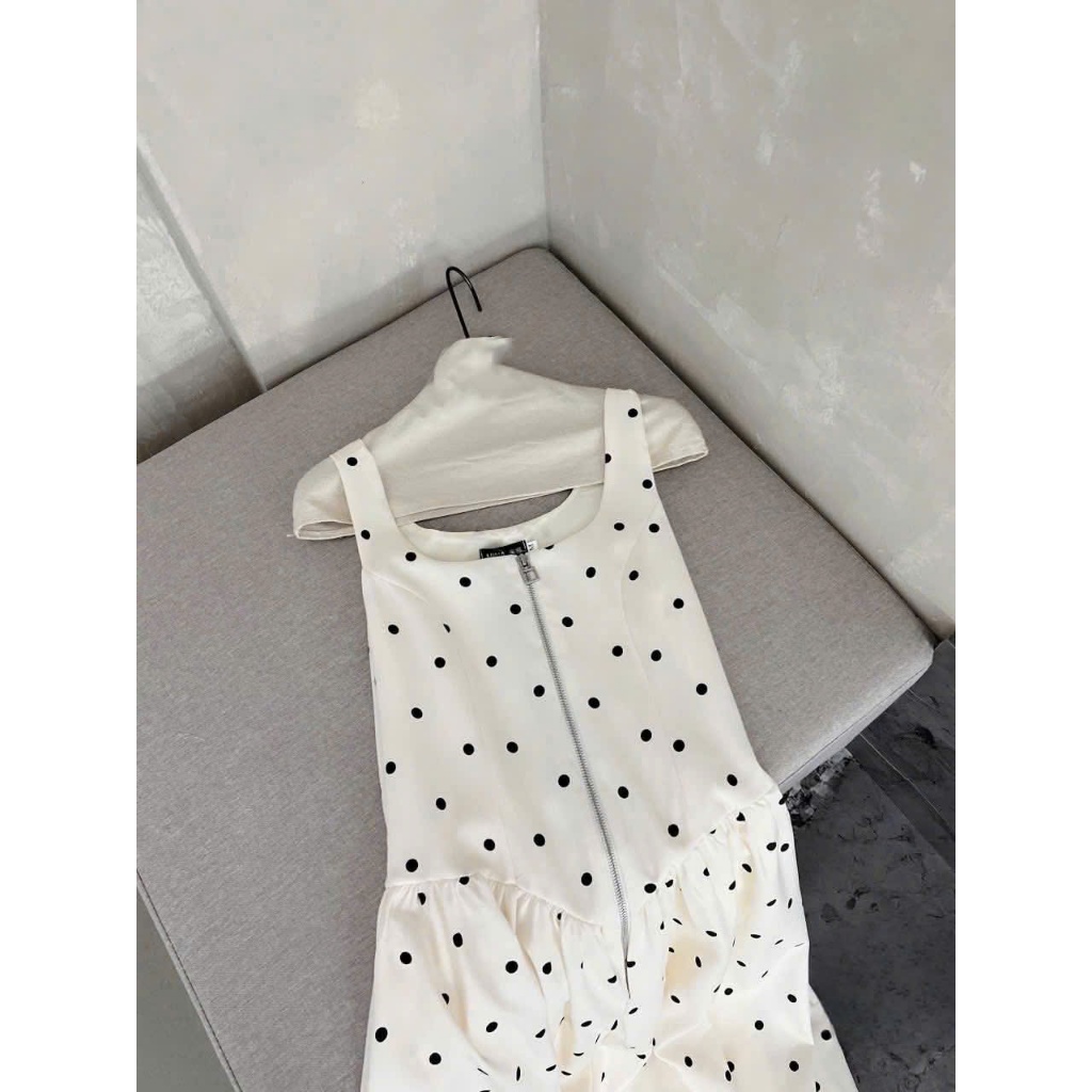 Váy Chấm Bi Khóa Xòe Nữ – Váy Xòe Họa Tiết Chấm Bi Thanh Lịch Phong Cách Hàn Quốc | BigBuy360 - bigbuy360.vn