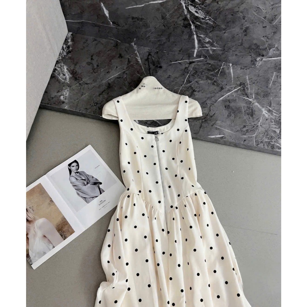 Váy Chấm Bi Khóa Xòe Nữ – Váy Xòe Họa Tiết Chấm Bi Thanh Lịch Phong Cách Hàn Quốc | BigBuy360 - bigbuy360.vn