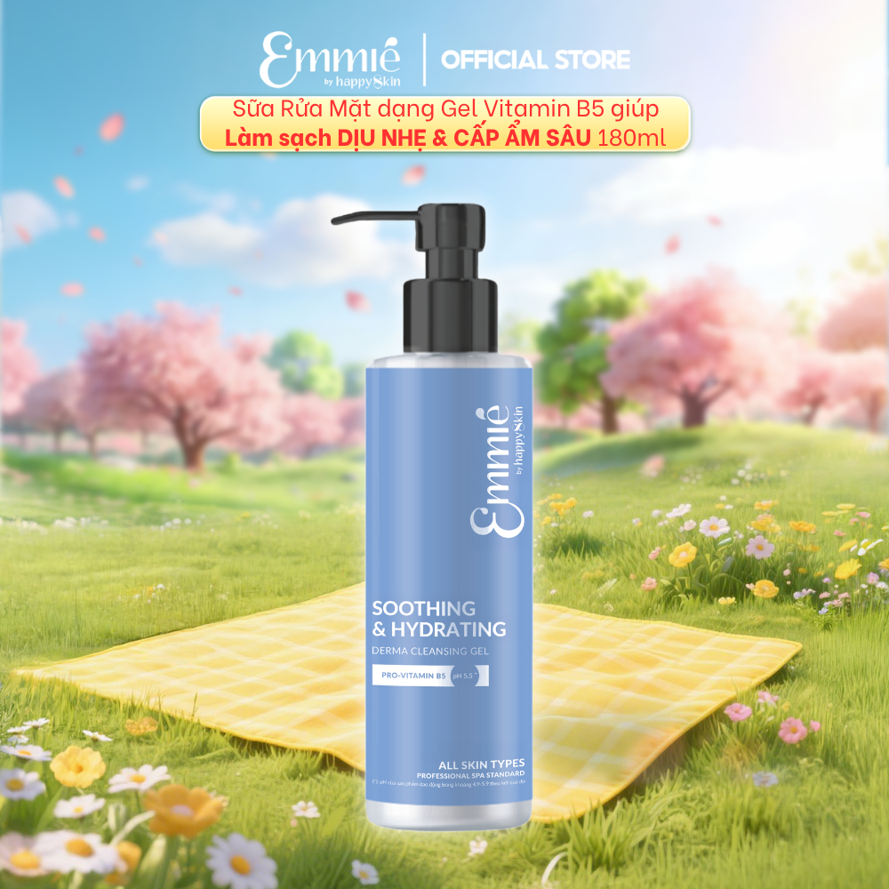 Sữa Rửa Mặt dạng Gel Vitamin B5 Làm sạch Dịu Nhẹ Và Cấp Ẩm Sâu Emmie Soothing & Hydrating Derma Clea