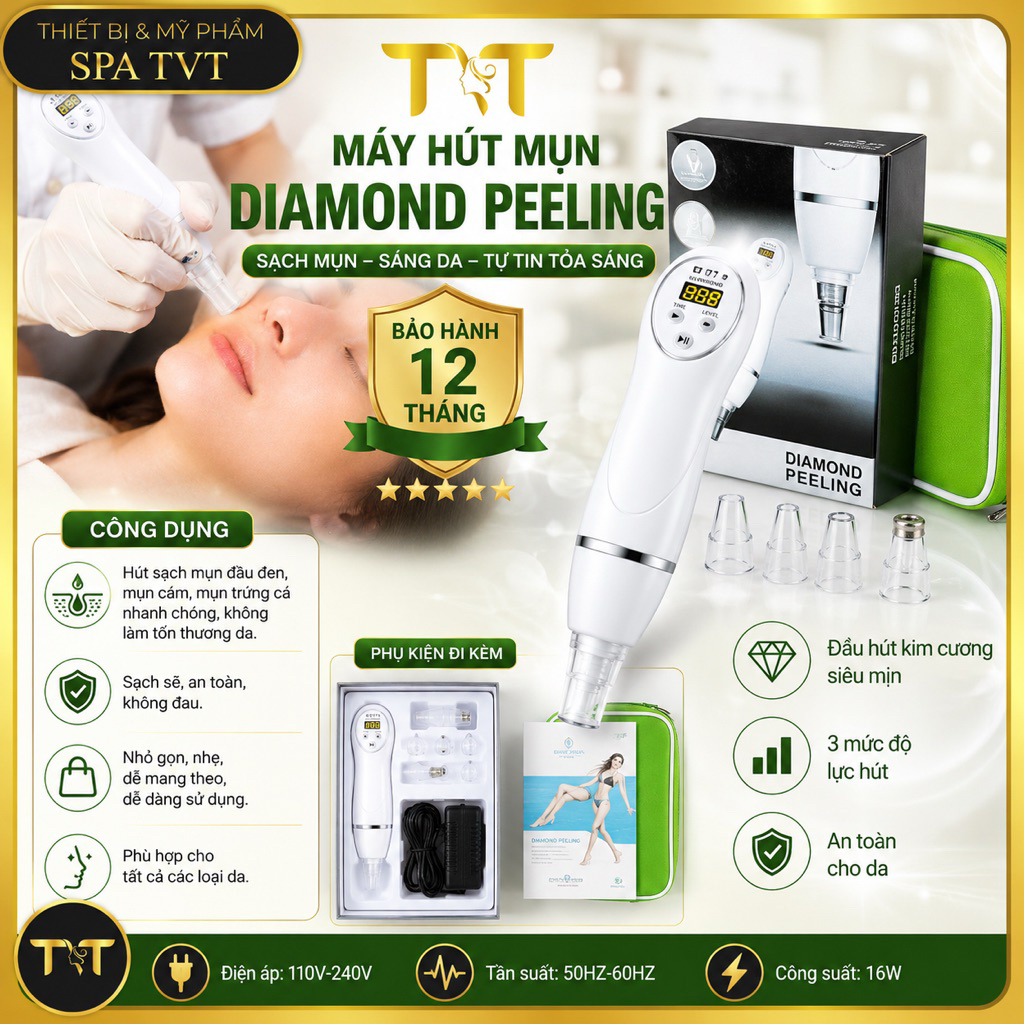 HÚT MỤN DIAMOND PEELING CAO CẤP | HÚT MỤN ĐẦU ĐEN, MỤN CÁM, LÀM SẠCH DA